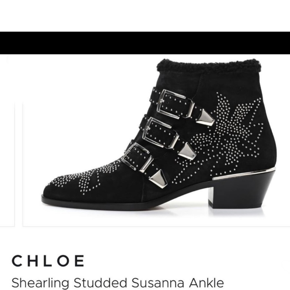 Chloe Studded Shearling Susanna Ankle Boots